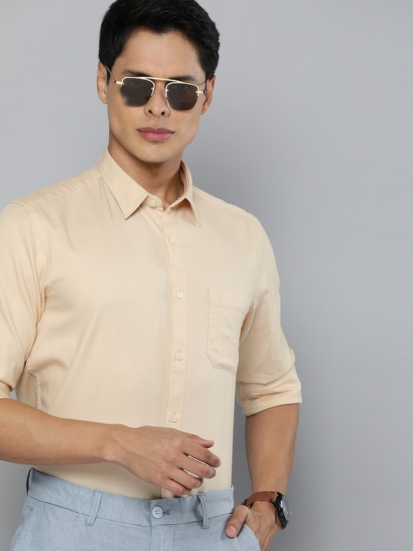 Light Khaki Solid Full Sleeve Shirt